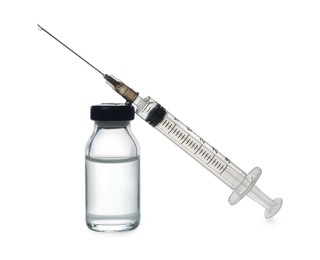 Syringe with vial of medicine isolated on white