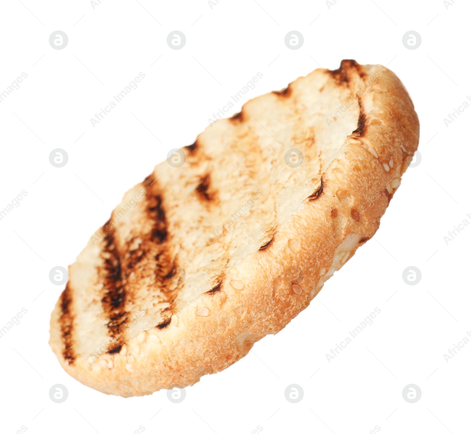 Photo of Half of grilled burger bun isolated on white