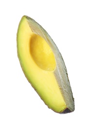 Photo of Slice of ripe avocado isolated on white