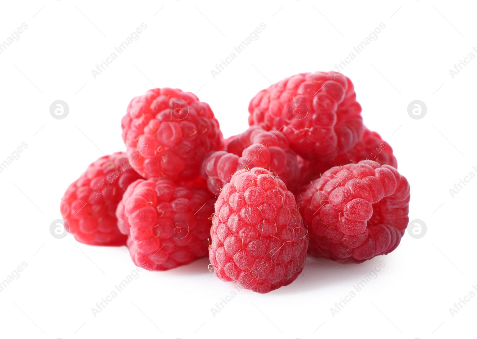 Photo of Pile of fresh ripe raspberries isolated on white