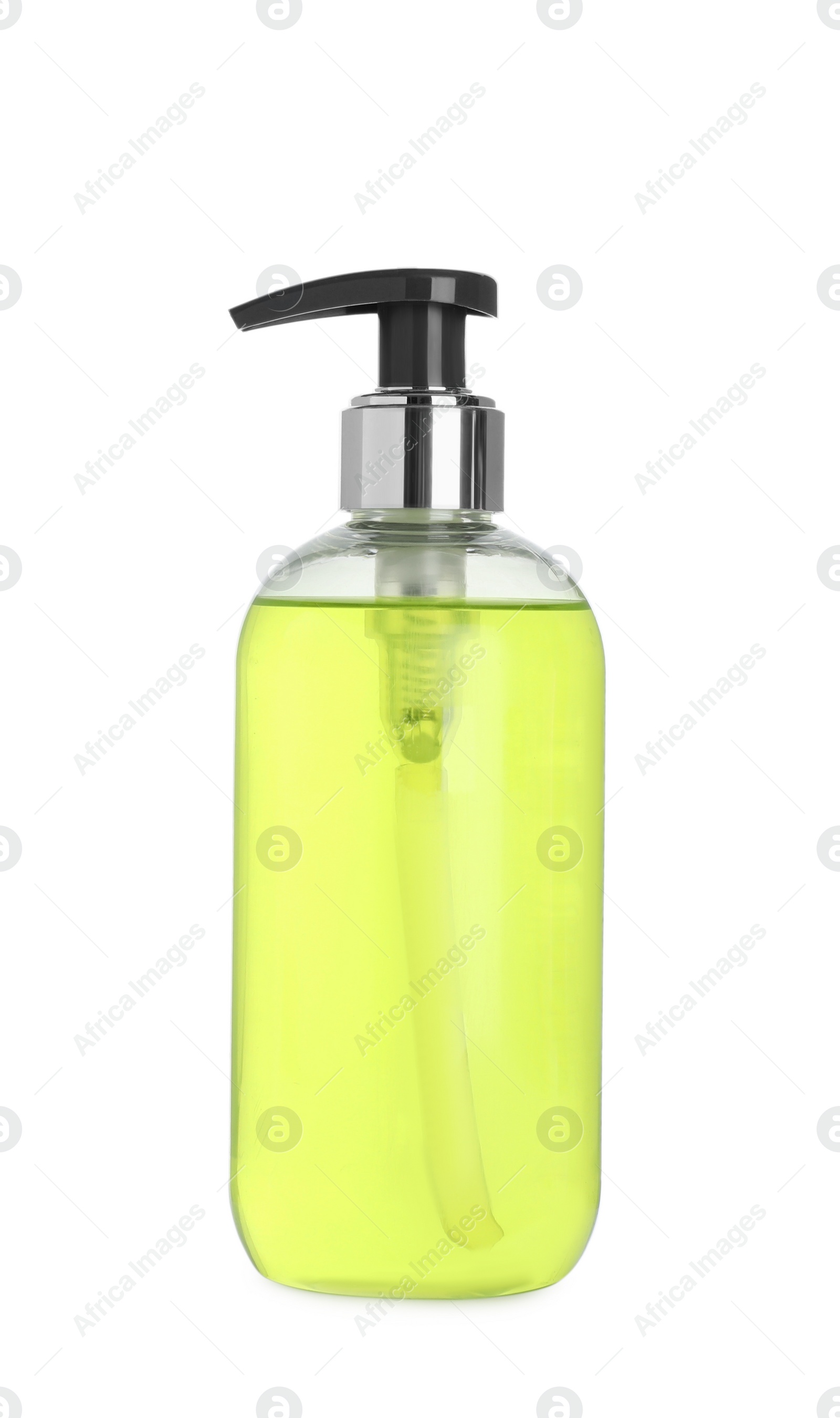 Photo of Dispenser of liquid soap isolated on white