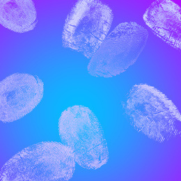 Set of different fingerprints on color background 