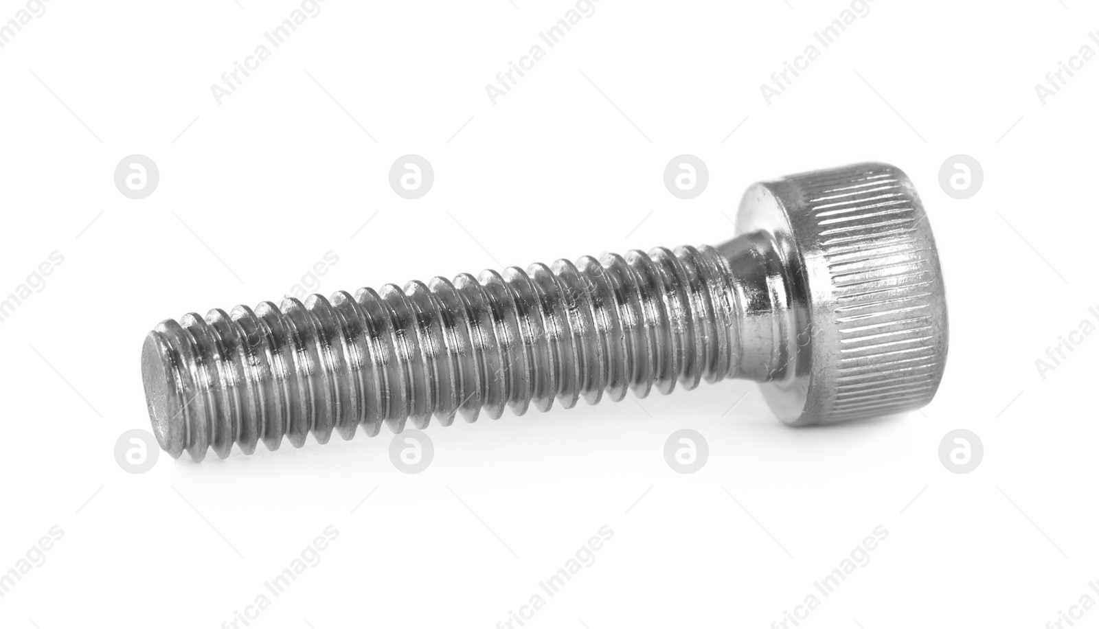 Photo of One metal socket bolt isolated on white