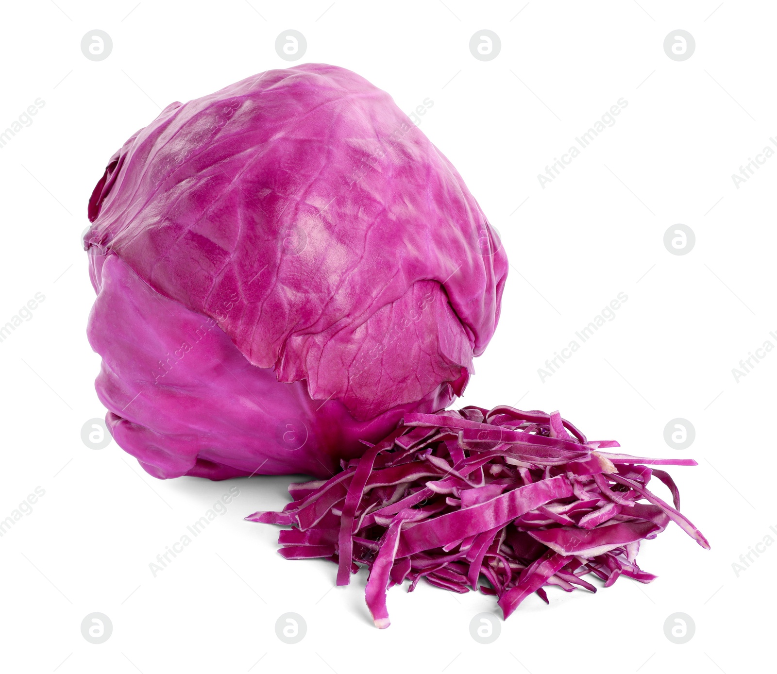 Photo of Tasty fresh red cabbage on white background