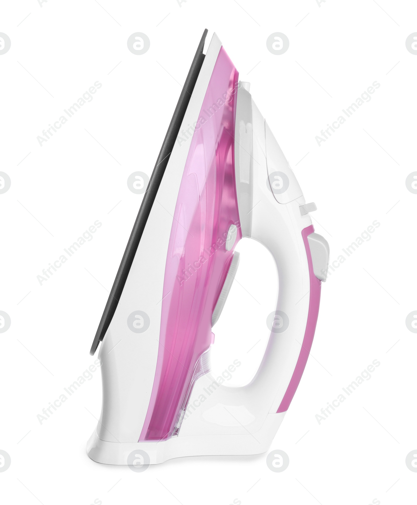 Photo of Modern electric iron on white background. Household appliance