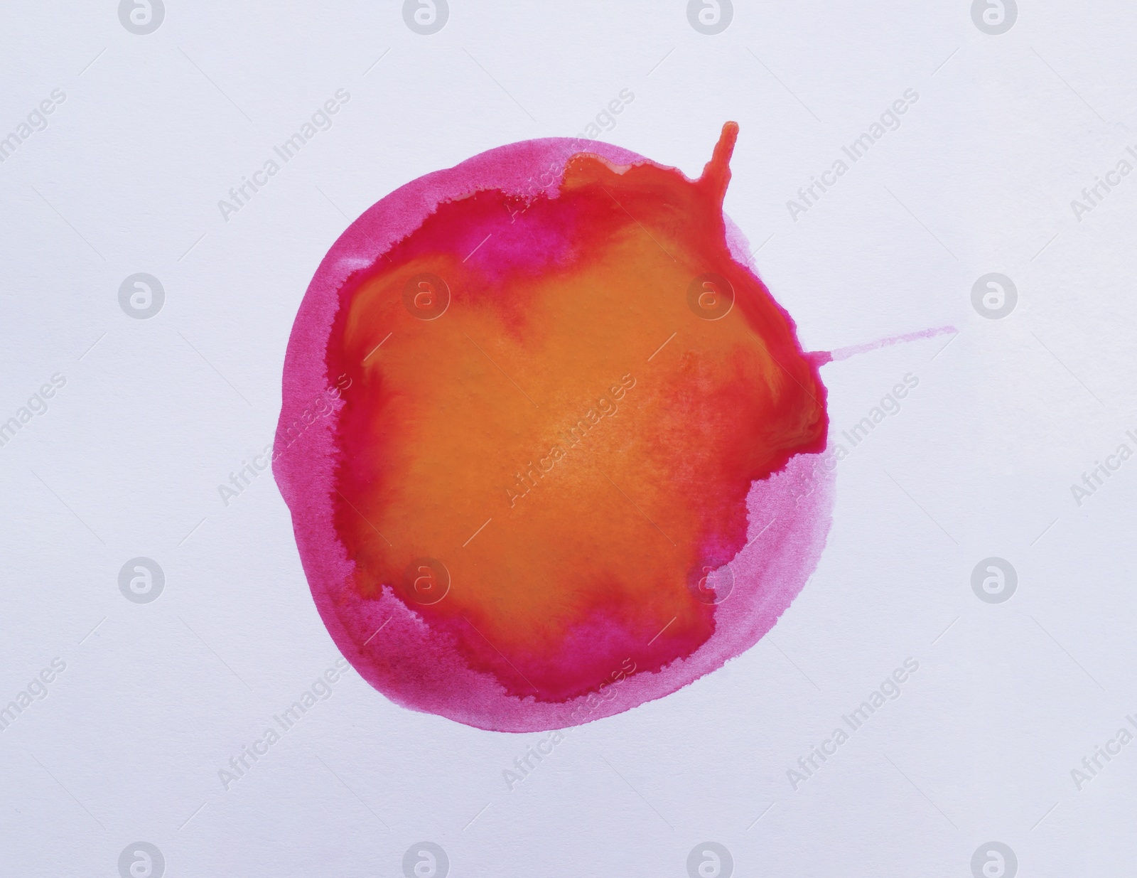 Photo of Colorful watercolor circle on white background, top view