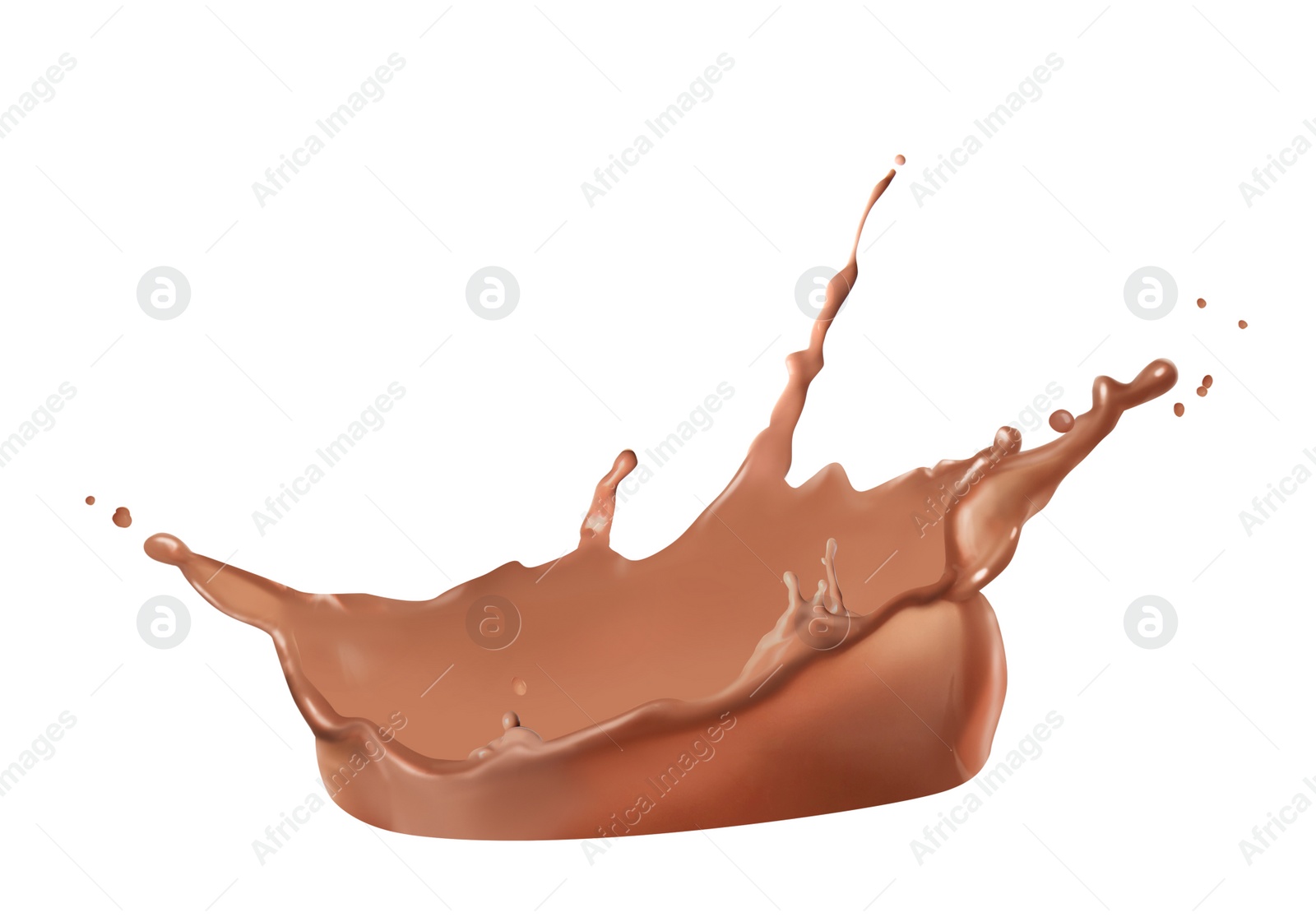 Image of Splash of delicious chocolate milk on white background