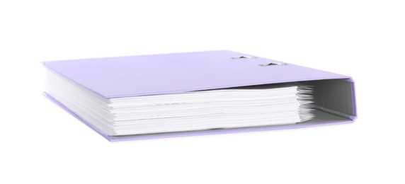 Photo of One lilac office folder isolated on white