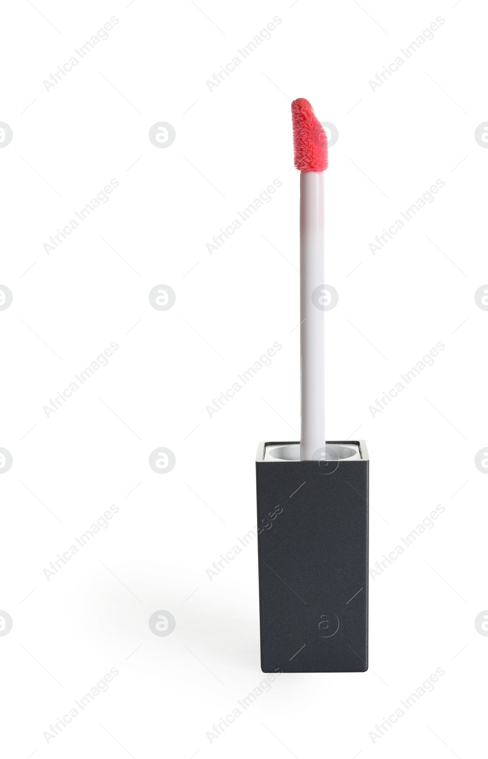 Photo of Applicator with liquid lipstick isolated on white