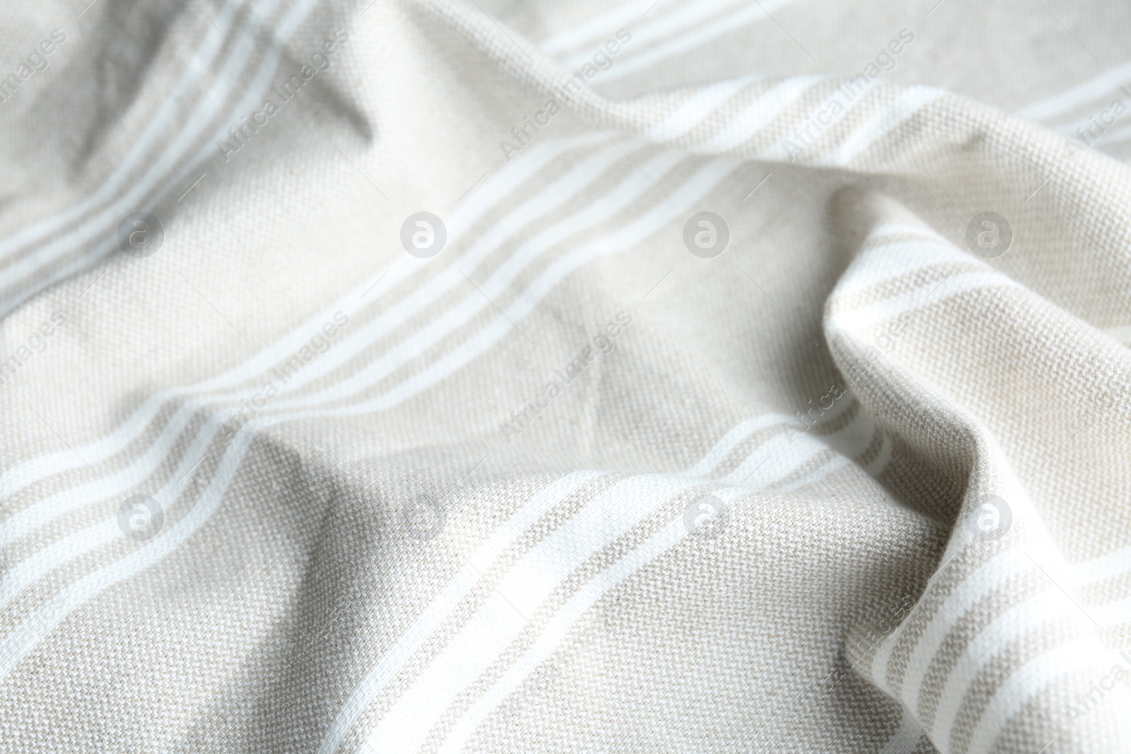 Photo of Texture of grey striped fabric as background, closeup