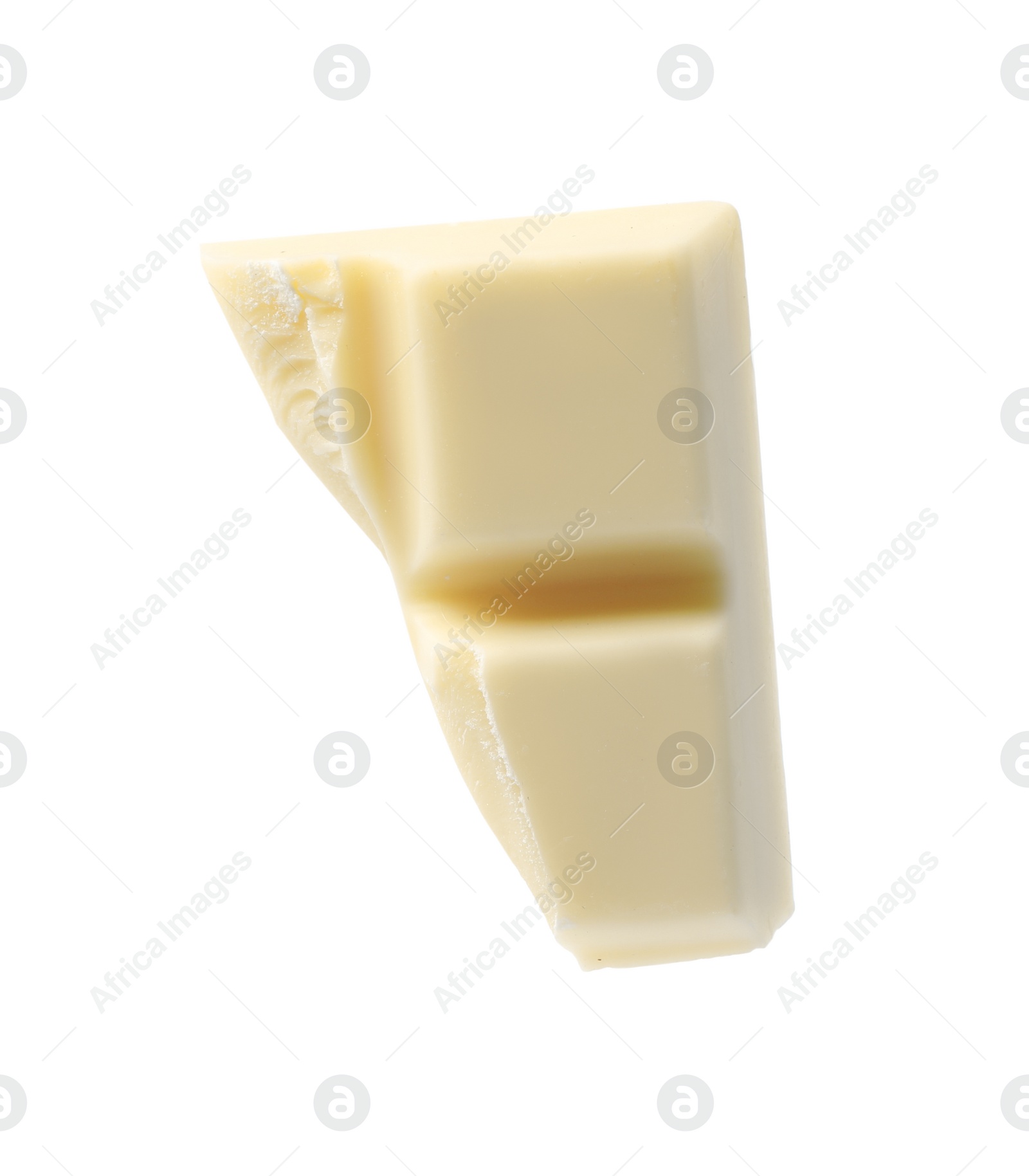 Photo of Piece of delicious chocolate bar isolated on white