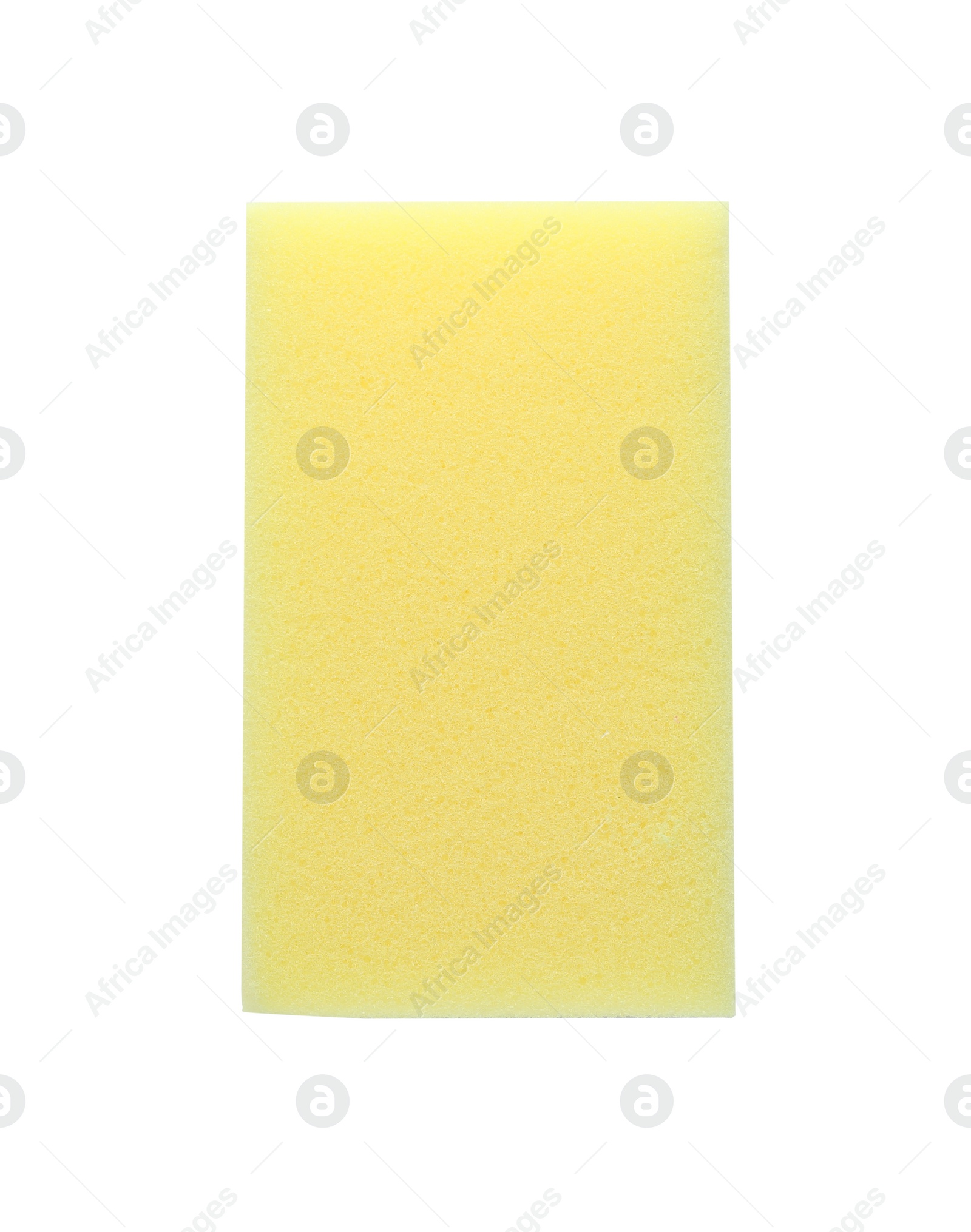 Photo of One yellow sponge isolated on white, top view