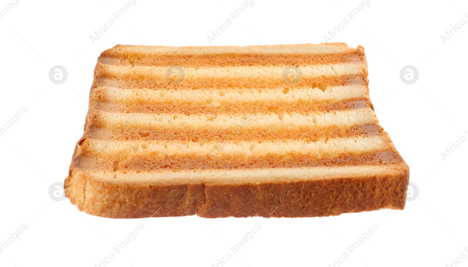 Photo of Slice of delicious toasted bread isolated on white