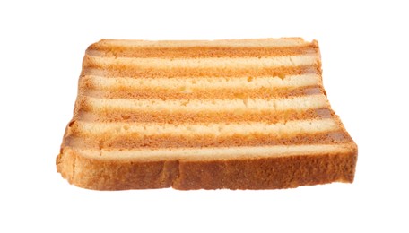 Photo of Slice of delicious toasted bread isolated on white