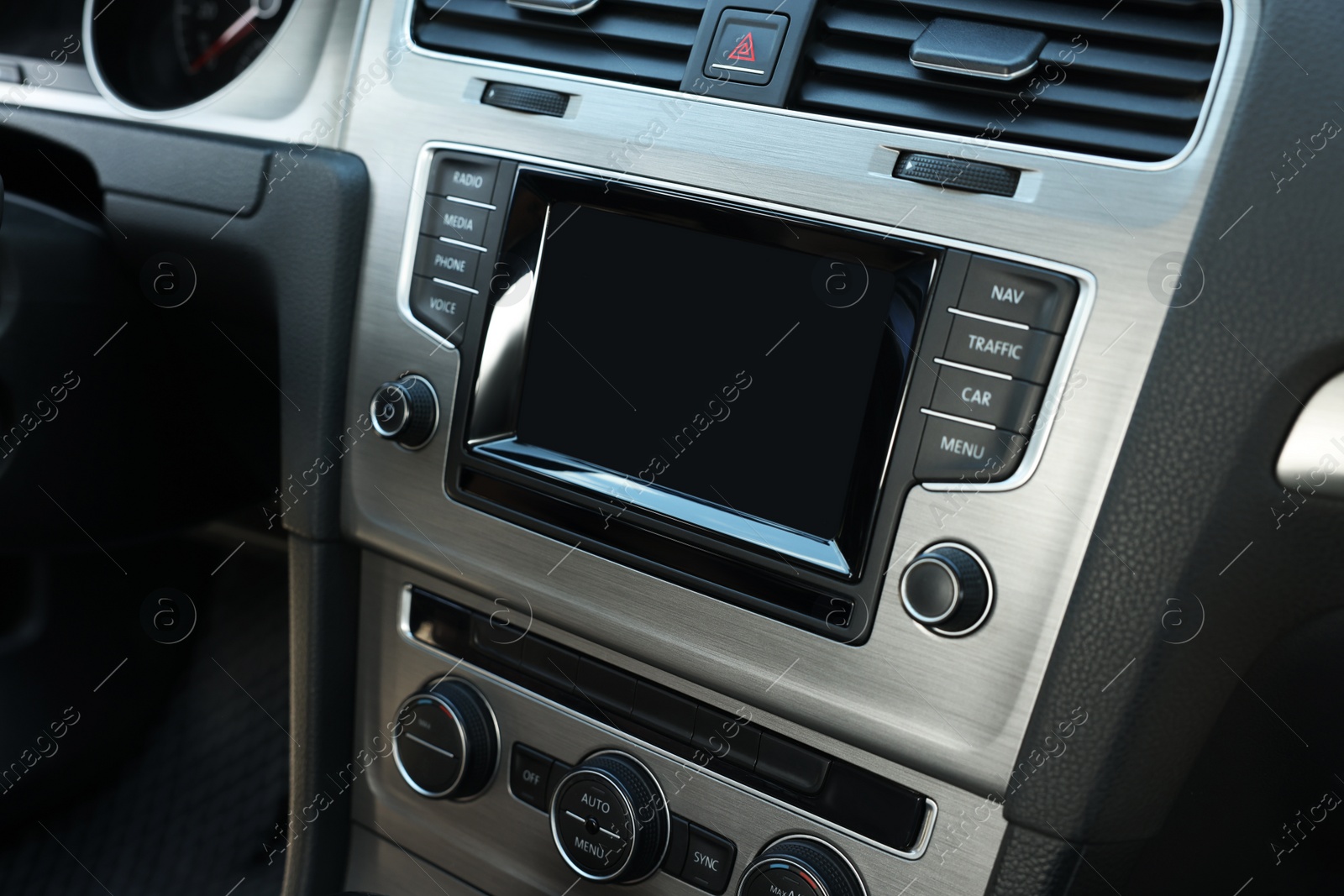 Photo of View of dashboard with vehicle audio in car