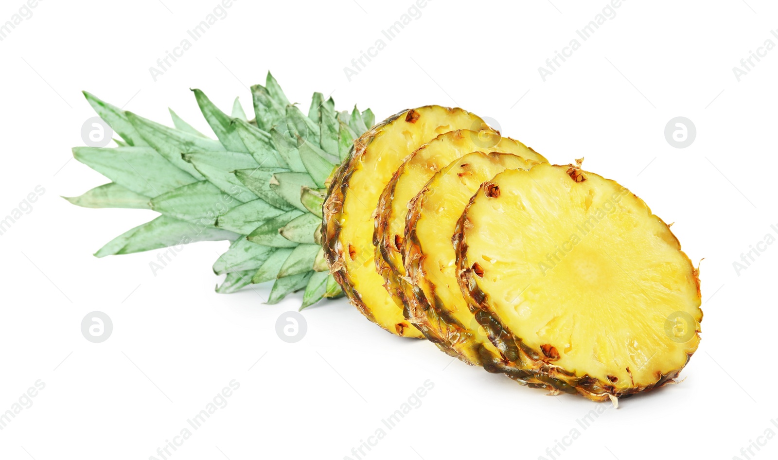 Photo of Slices of fresh pineapple isolated on white