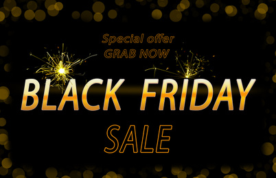 Text BLACK FRIDAY on dark background. Sale and special offer 