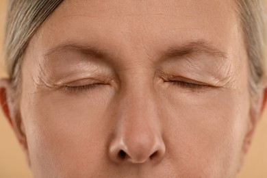 Macro view of woman with closed eyes