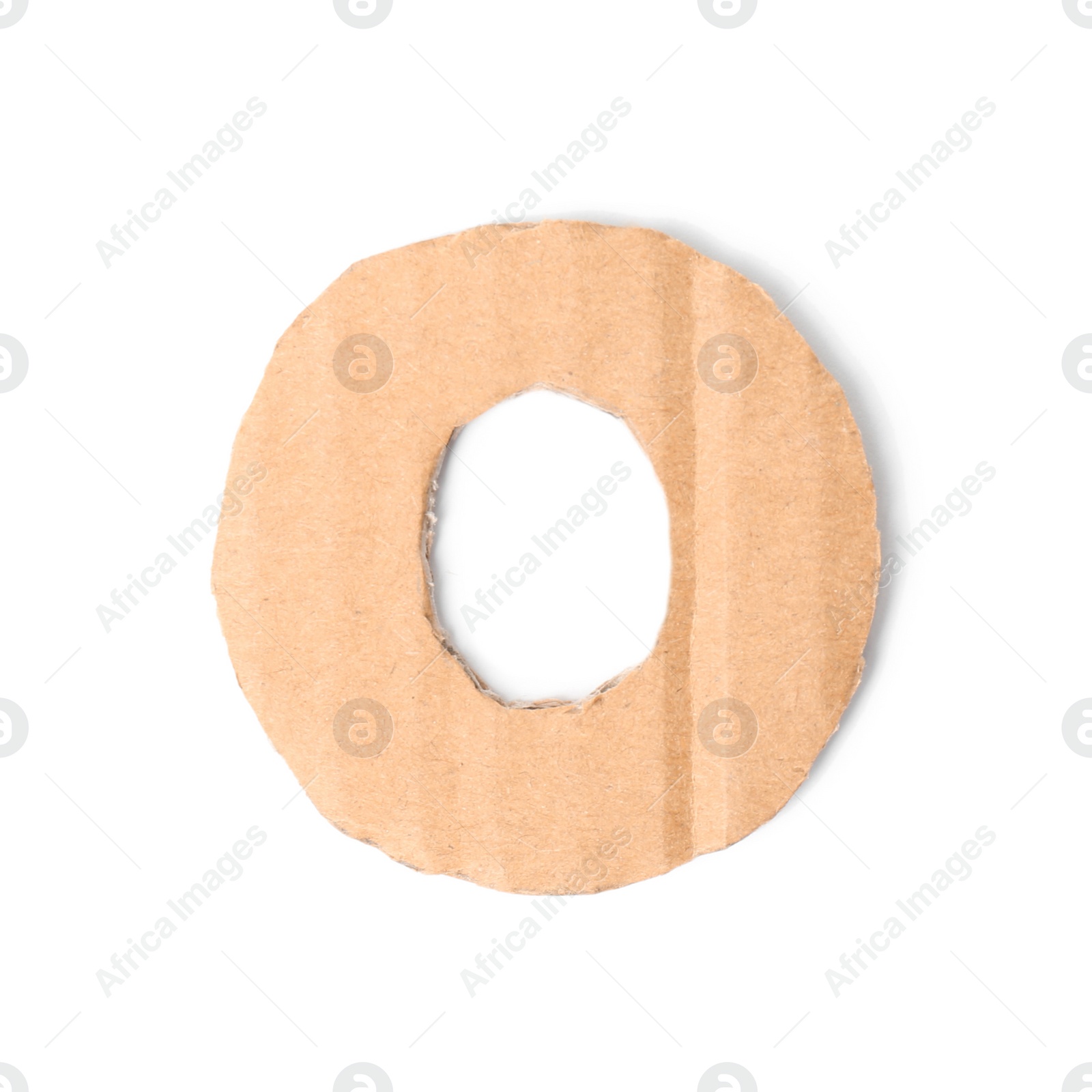 Photo of Letter O made of cardboard on white background