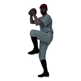 Silhouette of baseball player on white background