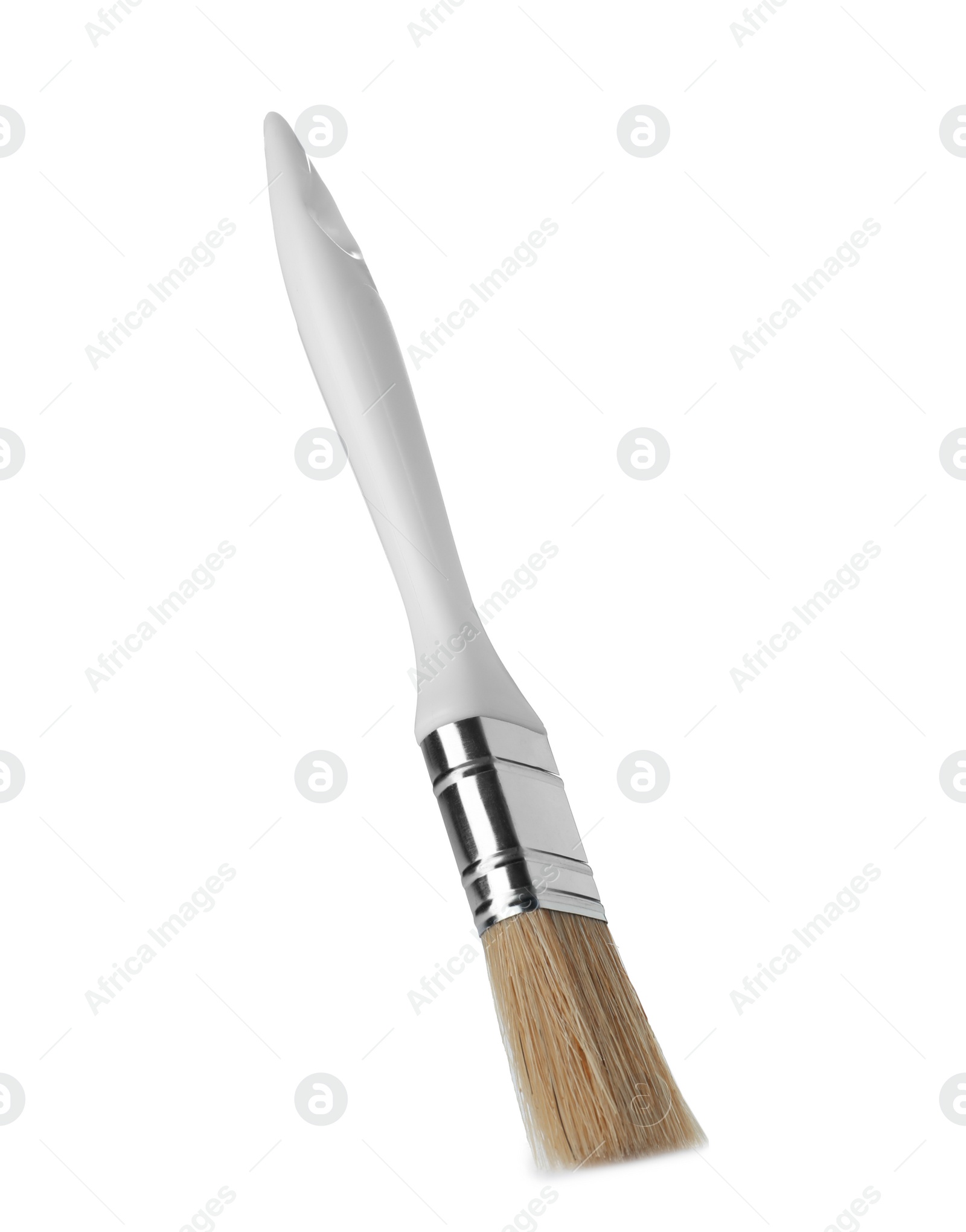 Photo of New paint brush on white background. Decorating tool