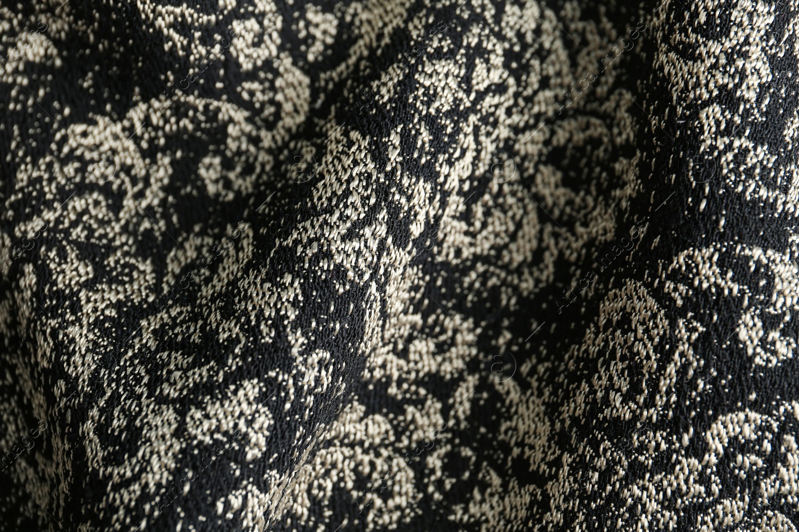 Photo of Texture of beautiful fabric with stylish pattern as background, closeup