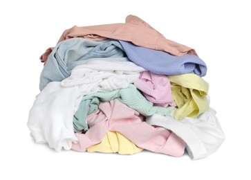 Pile of colorful clothes isolated on white
