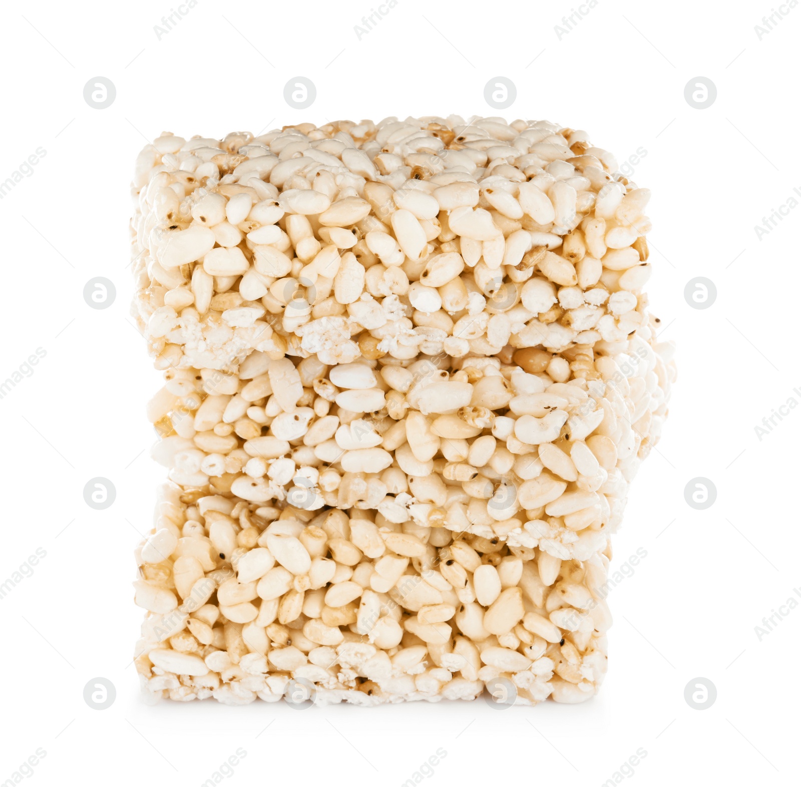 Photo of Delicious rice crispy treats isolated on white