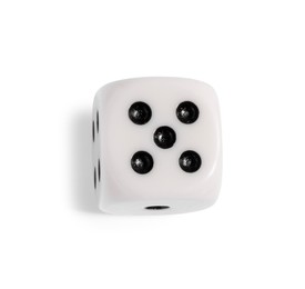 One game dice isolated on white, top view