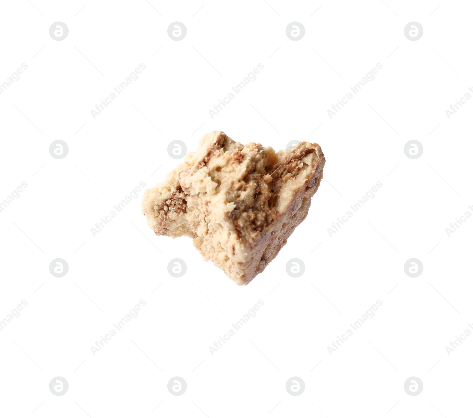 Photo of One piece of tasty chocolate halva isolated on white