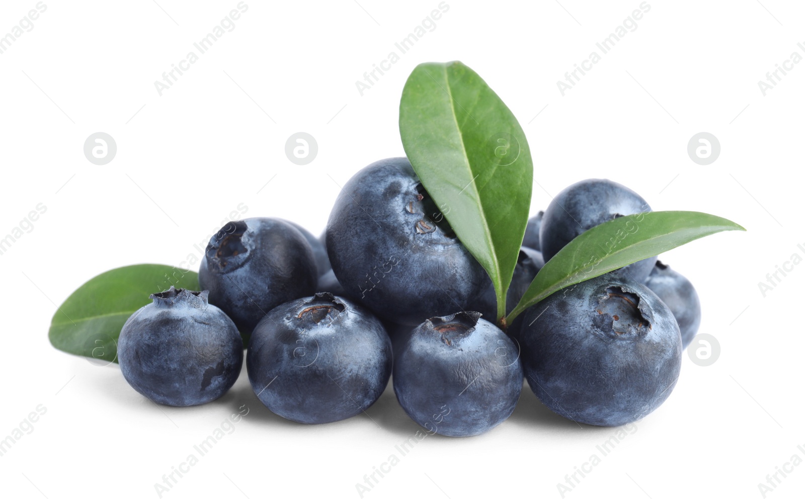 Photo of Fresh ripe tasty blueberries on white background