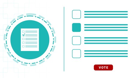 Illustration of  ballot and checkboxes on white background. Electronic voting