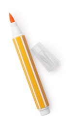 Photo of One yellow marker isolated on white, top view