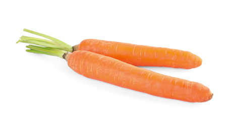 Photo of Fresh ripe juicy carrots isolated on white