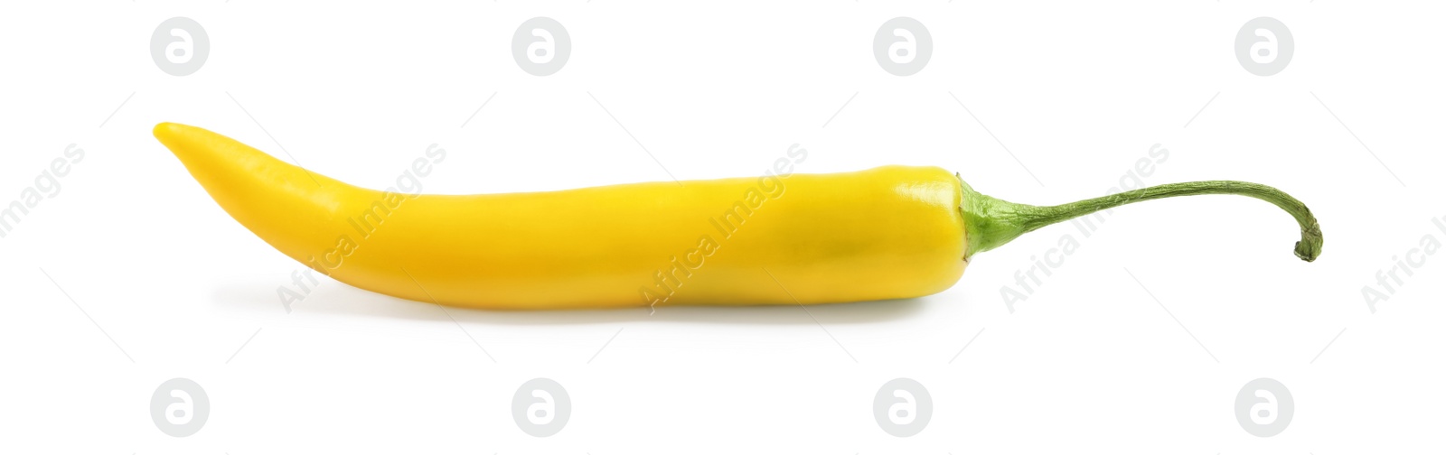 Photo of Ripe yellow hot chili pepper isolated on white