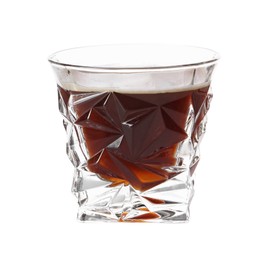 Photo of Tasty coffee in glass isolated on white