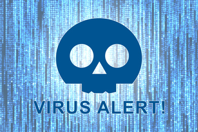 Illustration of Warning about virus attack to protect information. Illustration