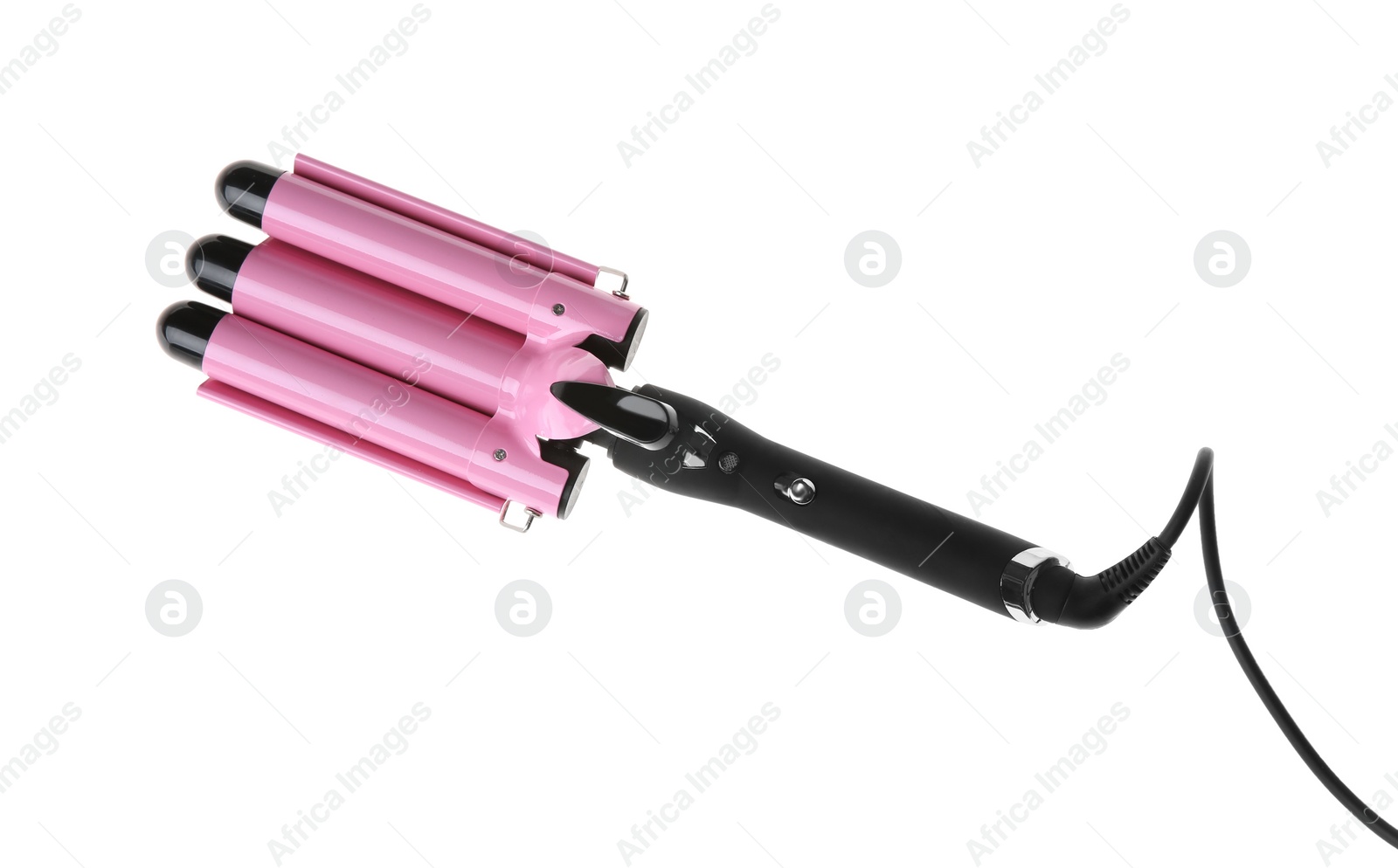 Photo of Curling iron isolated on white. Hair styling device