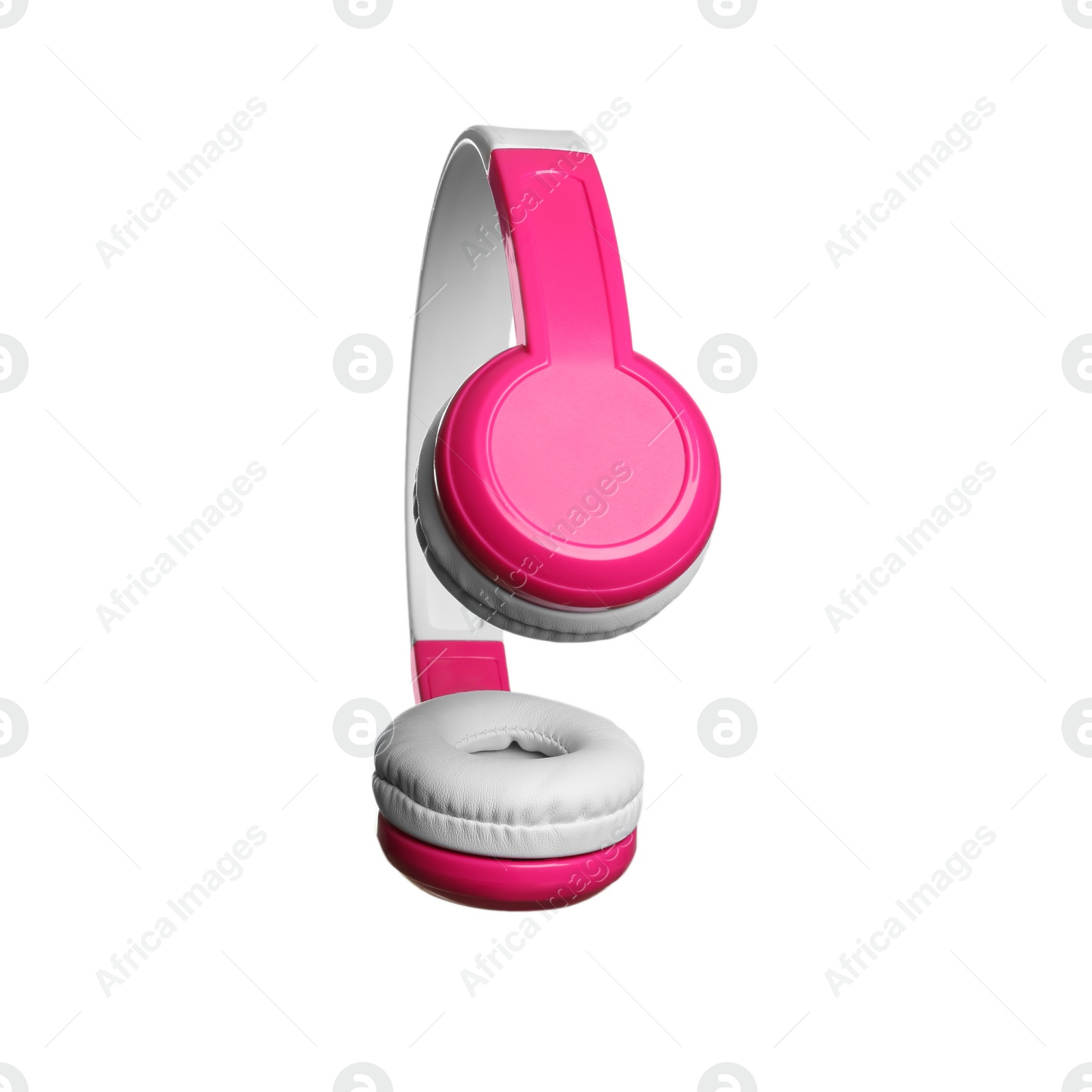 Photo of Stylish headphones with pads on white background