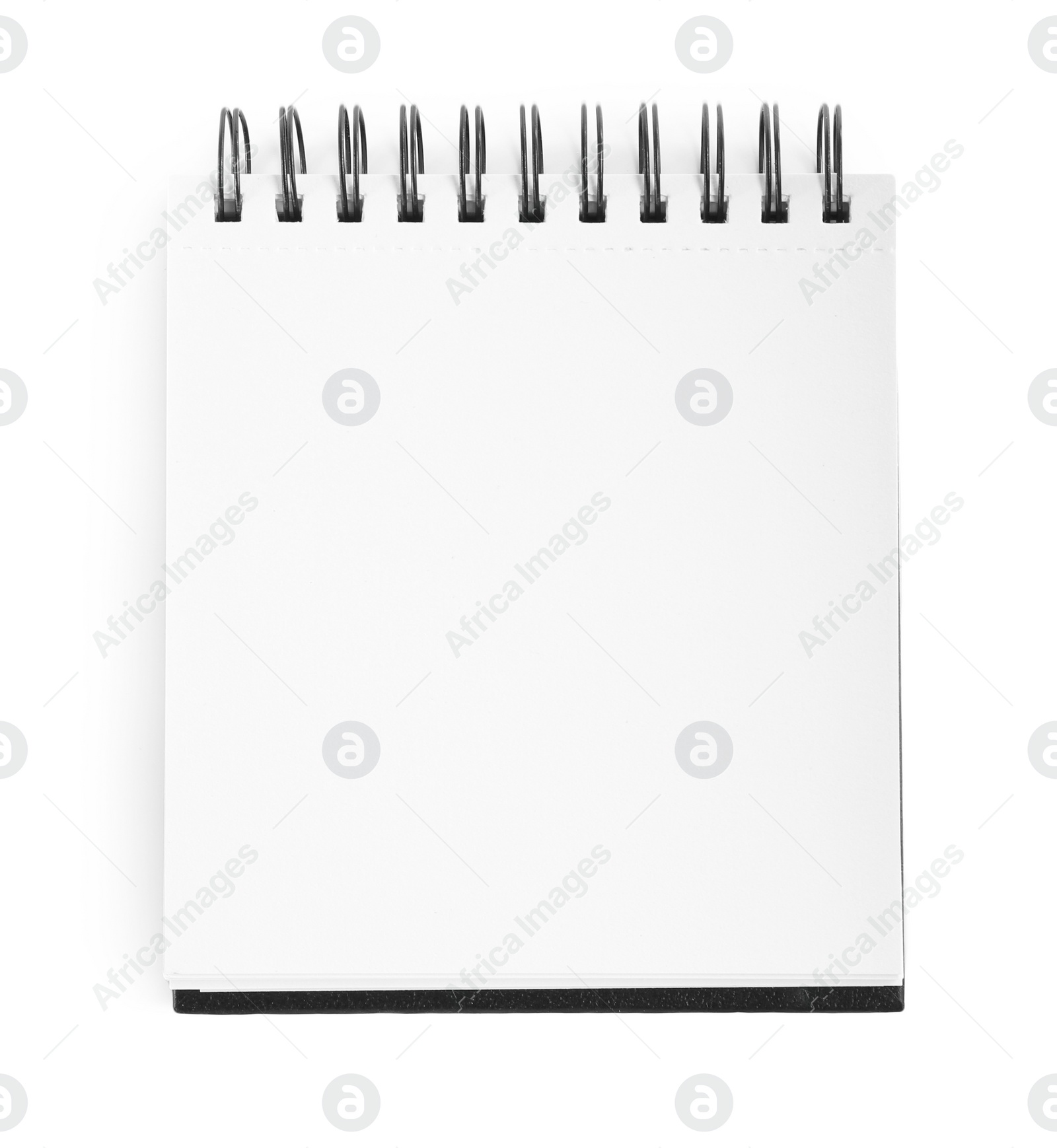 Photo of One notebook isolated on white, top view