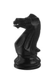 Black wooden chess knight isolated on white