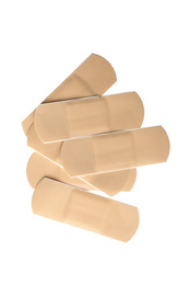 Photo of Medical sticking plasters isolated on white. First aid item