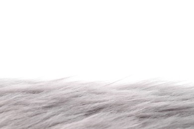 Photo of Soft grey faux fur isolated on white