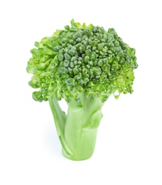 Photo of Fresh green broccoli on white background. Organic food