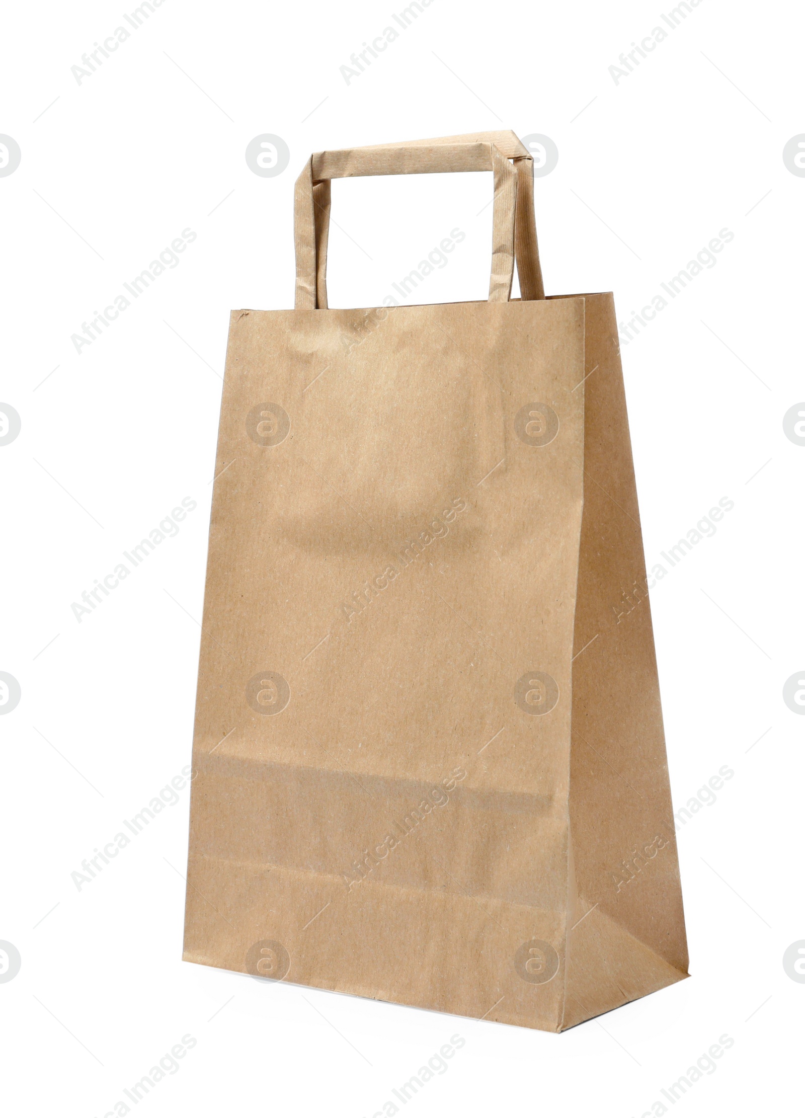 Photo of Kraft shopping paper bag isolated on white