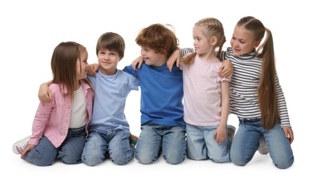 Photo of Group of cute children on white background