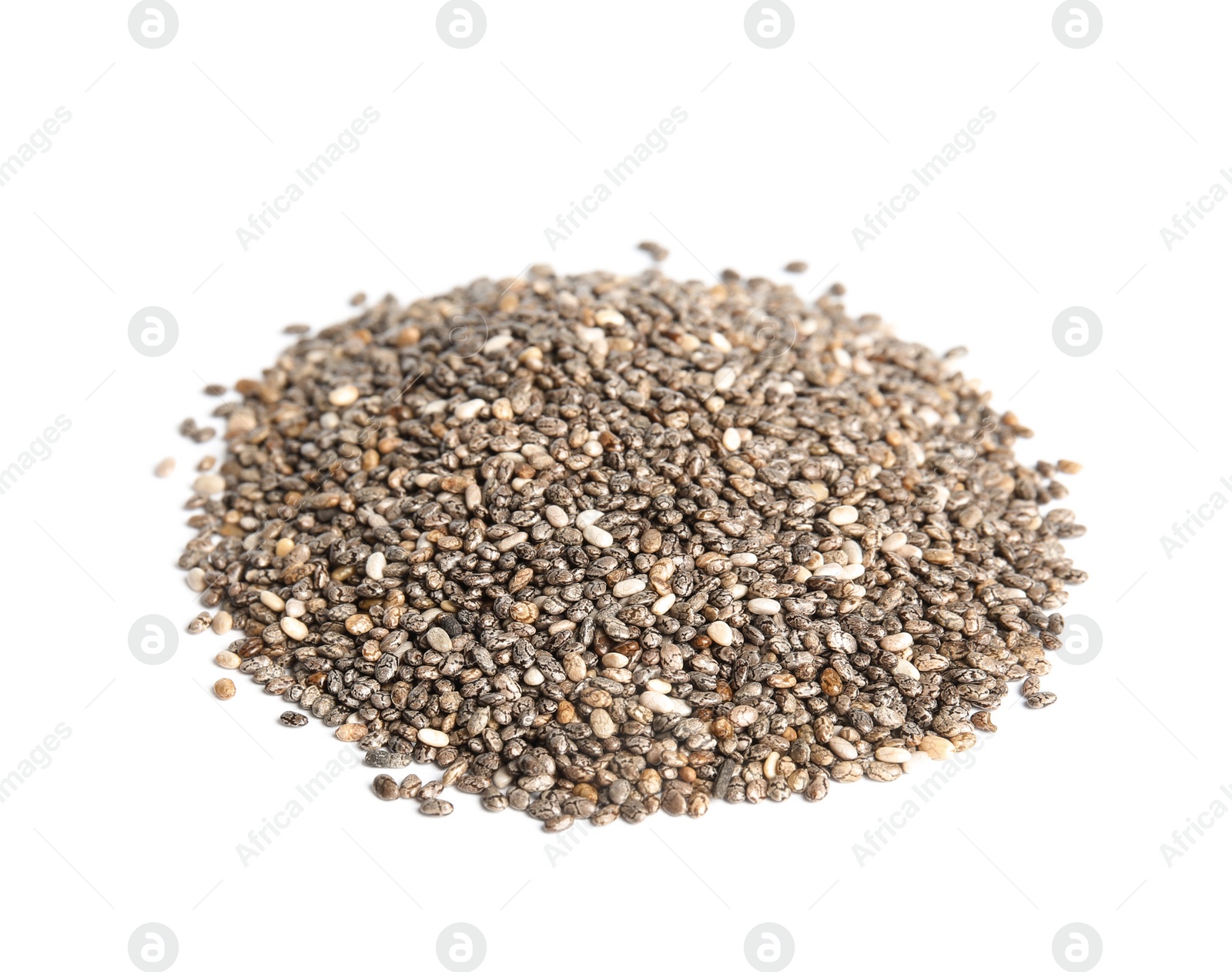 Photo of Pile of chia seeds isolated on white