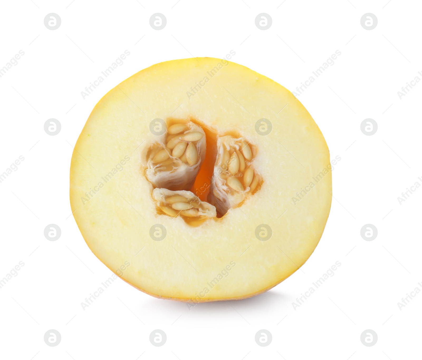 Photo of Piece of tasty ripe melon on white background
