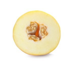 Photo of Piece of tasty ripe melon on white background