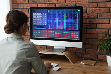 Businesswoman working with modern computer in office